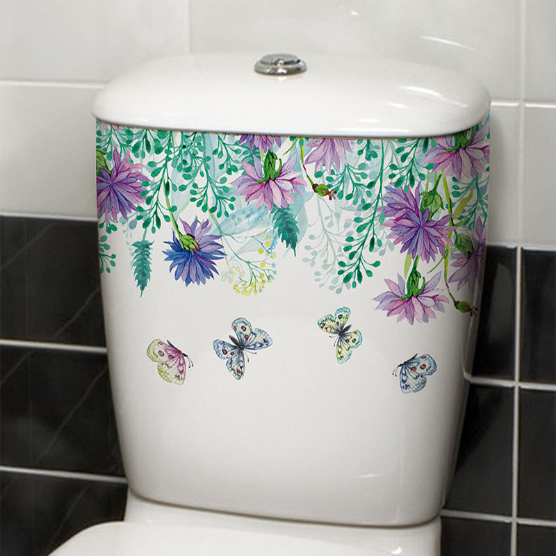 Home Bathroom Layout - Vibrant Spring Butterfly Flower Toilet Sticker
