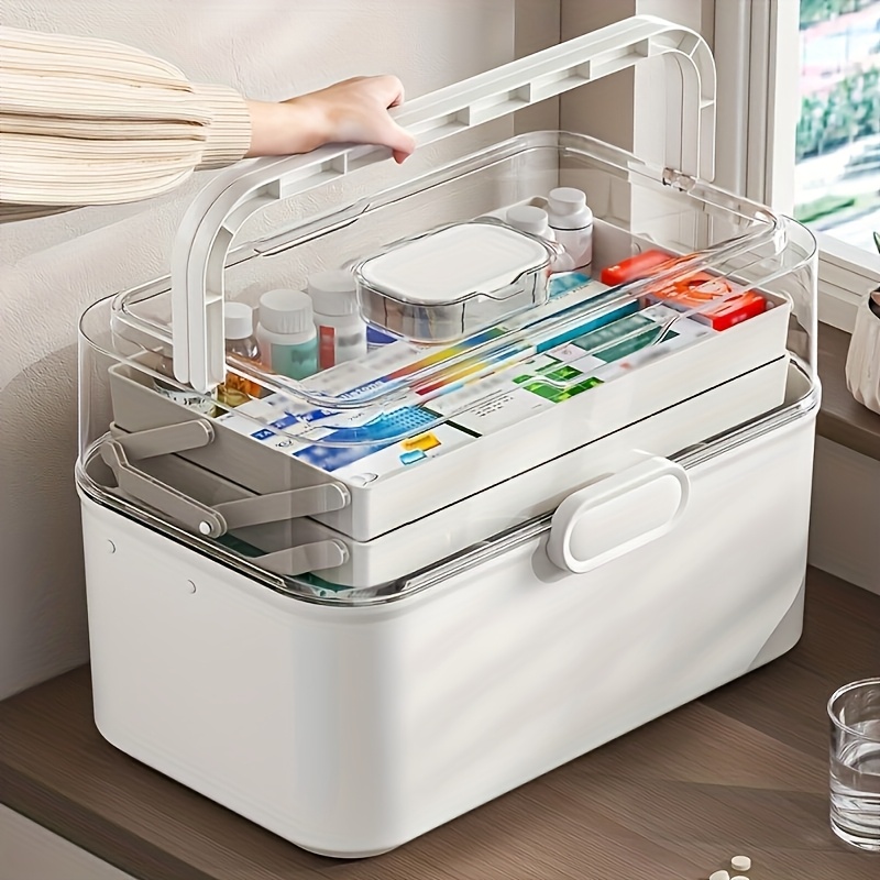 Home Bathroom Organizer - Large Capacity Clear Lid Medicine Storage
