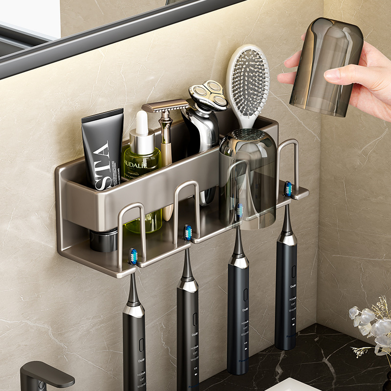 Tiny Home Bathroom Kit - Bathroom Shelves Wall Mount Toothbrush Cup