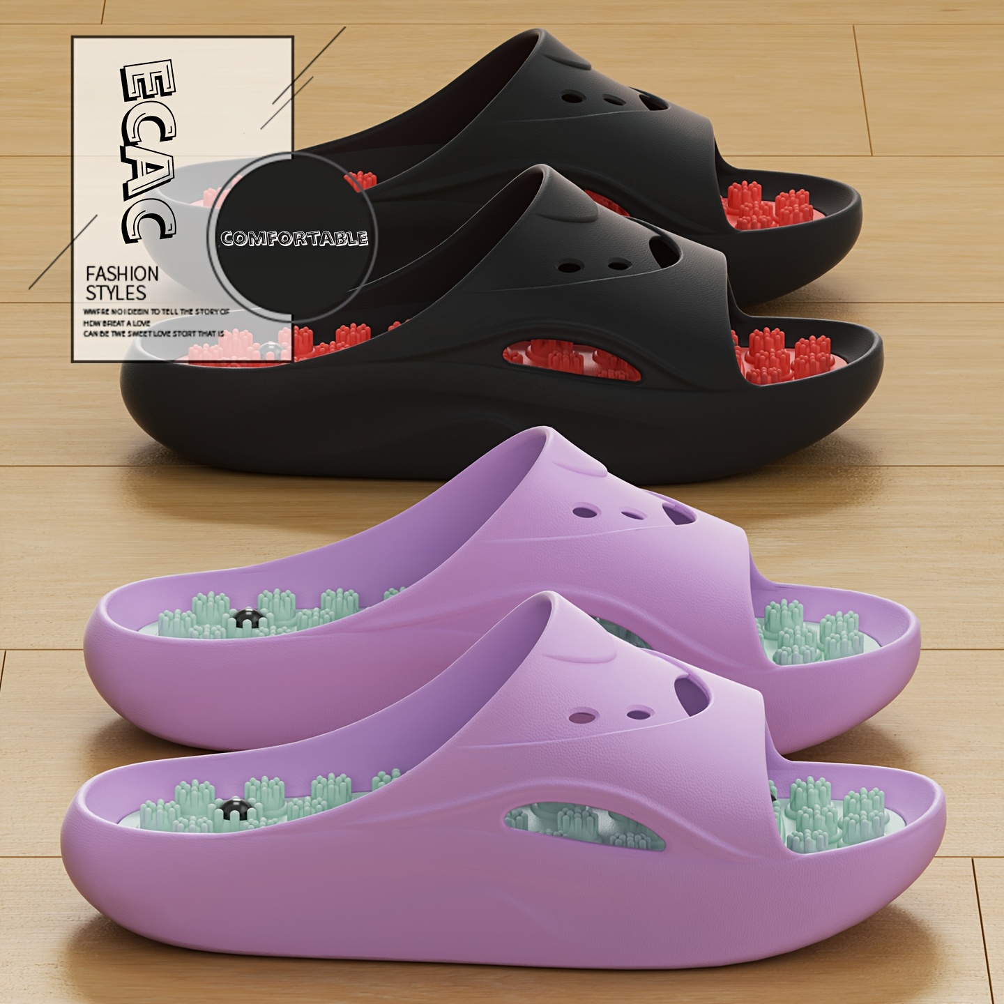 Women Men EVA Massage Slippers - Home Bath ulasan dan harga