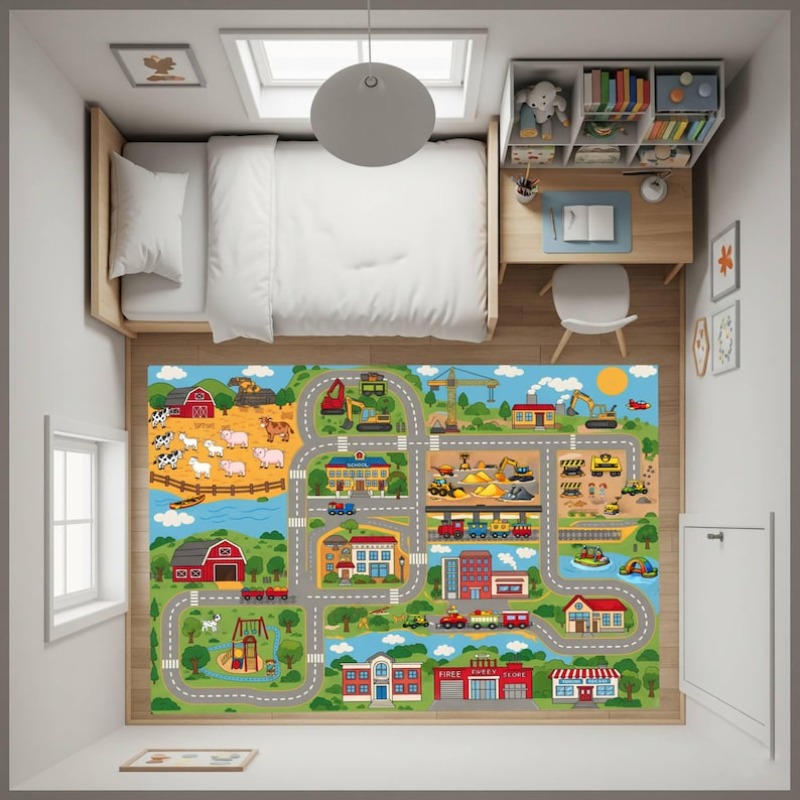 Cartoon City Street Traffic Ma - Home Bathroom Layout ulasan dan harga