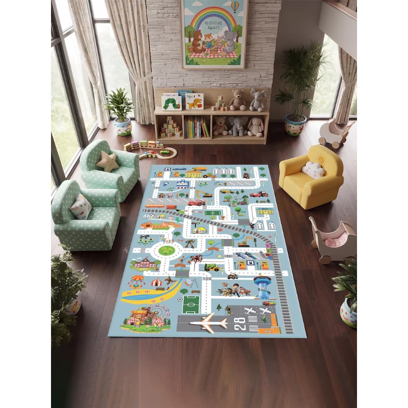 Cartoon City Street Traffic Ma - Home Bathroom Layout ulasan dan harga