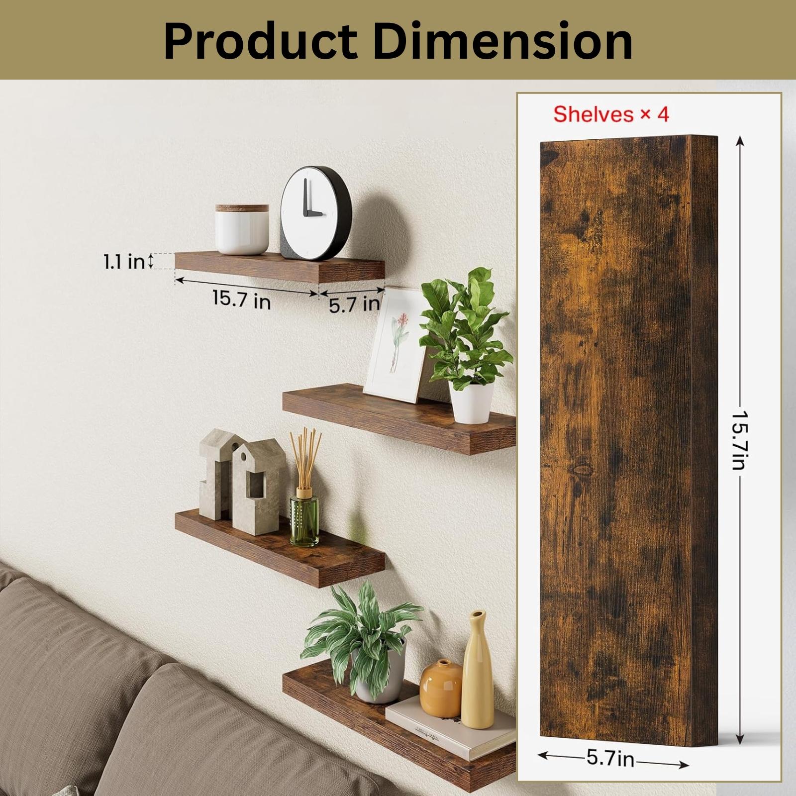4Pcs Floating Shelves Wall Mou - Home Bathroom Organizer ulasan dan harga