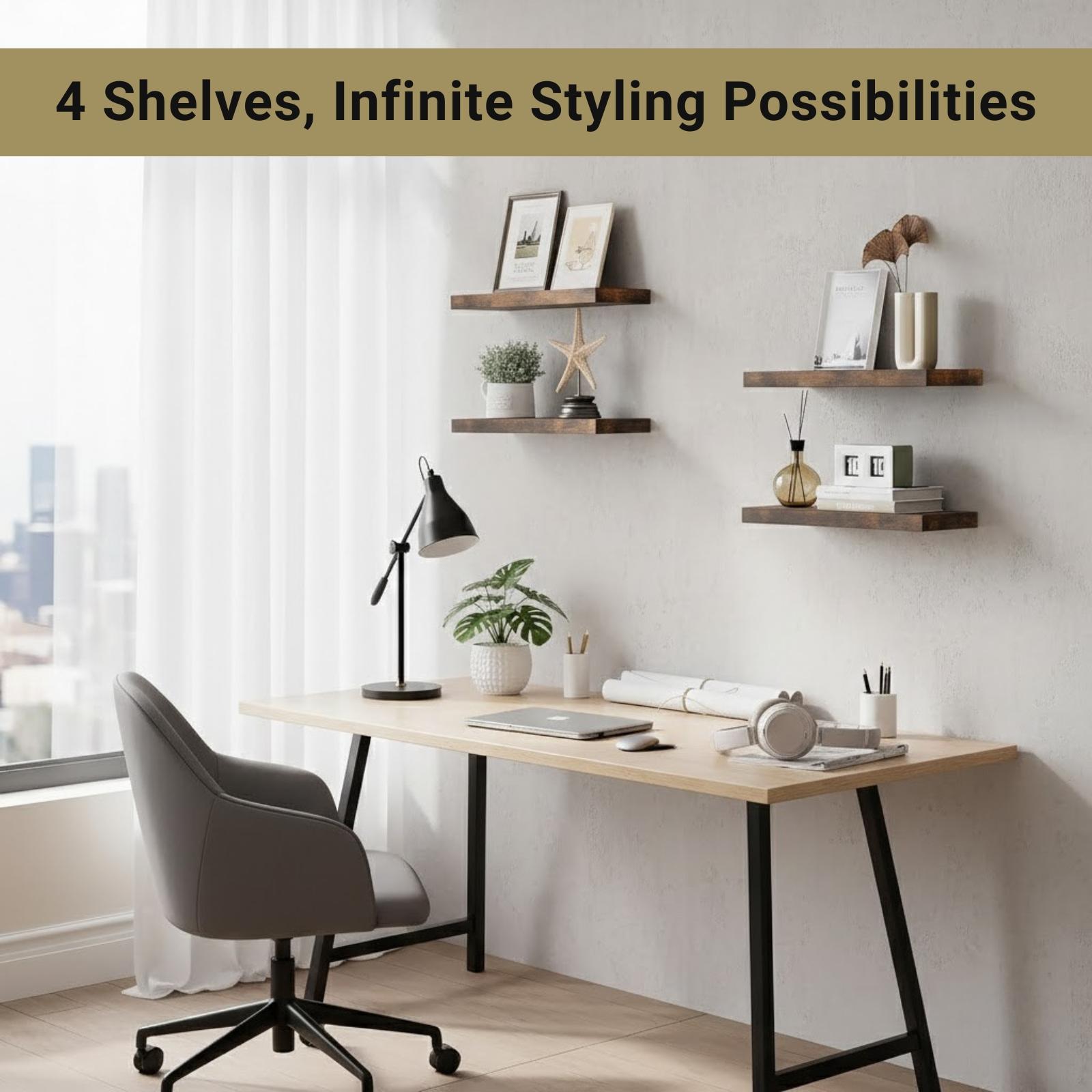 4Pcs Floating Shelves Wall Mou - Home Bathroom Organizer ulasan dan harga