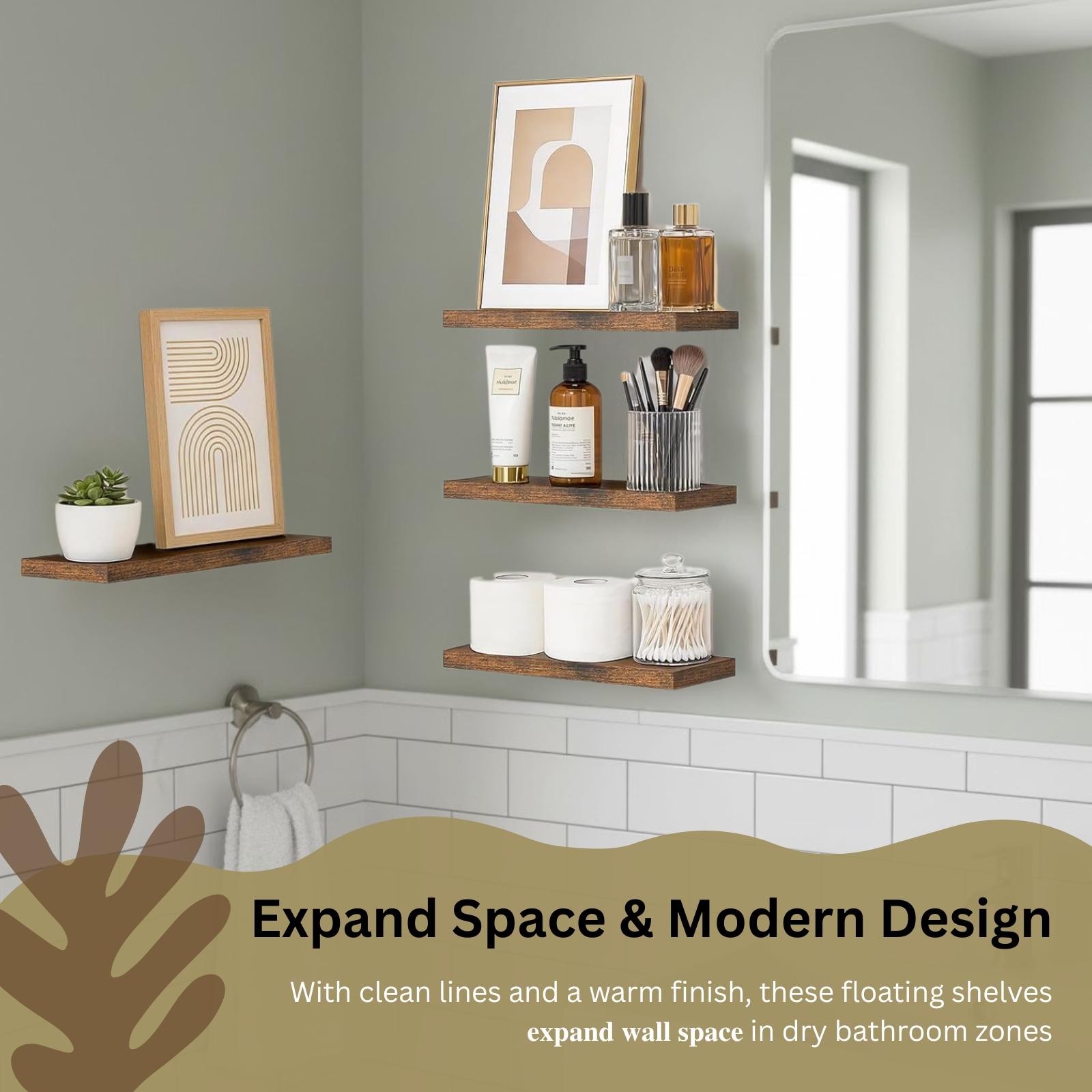 4Pcs Floating Shelves Wall Mou - Home Bathroom Organizer ulasan dan harga